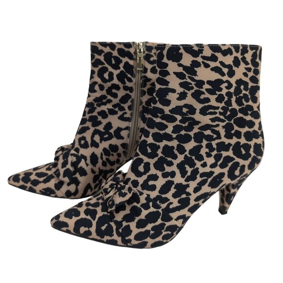 Isaac Mizrahi Ankle Boots Womens 8 Leopard Print Mob Wife Glam Rock Edgy Chic - Picture 1 of 9